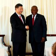 Xi Jinping och Cyril Ramaphosa vid dagens presskonferens.