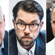 Jonas Sjöstedt, Jimmie Åkesson, Alice Bah Kuhnke.