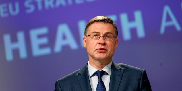 EU-kommissionens finansansvarige exekutive viceordförande Valdis Dombrovskis. Johanna Geron / TT NYHETSBYRÅN
