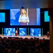 Ebba Busch talar under KD-dagarna i april.