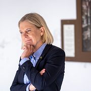 
Socialdemokraternas partiledare Magdalena Andersson talar i Helsingborg, 6 september.