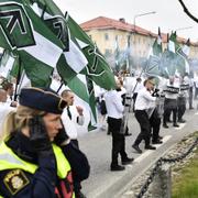 Nazistisk demonstration i Kungälv 2019. 