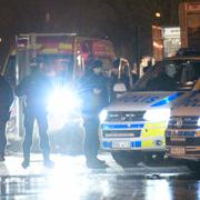 Polisen på plats i Malmö under måndagskvällen. 
