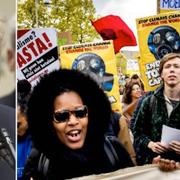 Demonstranter vid dagens klimatprotest i Washington DC.