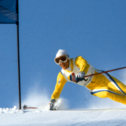 Shiffrin firar med familjen i Åre/Stenmark vid en av världscuptävlingarna i storslalom på Dundret i Gällivare 1983