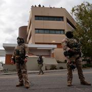 Gränspolis i Portland, Oregon den 4 oktober.