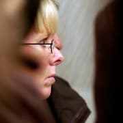 Åklagaren Elin Blank under rättegången i Knutbyfallet 2004. 