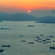 Utsikt över havet från Hongkong.