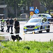 Polis på plats efter skottlossningen, 2025. 