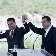 Alexis Tsipras och Zoran Zaev. 