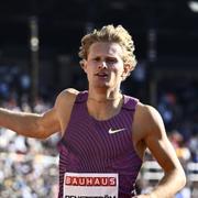 Carl Bengtström, Sverige, under herrarnas 400 meter häck under Diamond League Bauhaus friidrottsgala på Stockholms stadion tidigare i juni. 