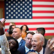 President Joe Biden greets people after speaking at Prince George's Community College, Sept. 14, 2023.