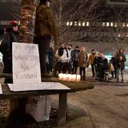 Demonstration i Fittja till stöd för offret i december 2017.