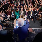 En rasande Donald Trump som mötte pressen efter HD-beslutet. 