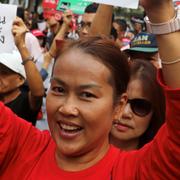 Demonstranter i Bangkok som efterfrågar val. Bilden är från 8 januari.