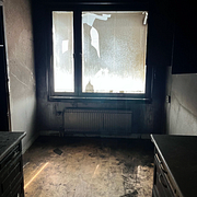 En bild från den brandhärjade lägenheten.