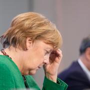 Arkivbild: Angela Merkel, i bakgrunden Markus Söder