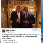 Efter mötet twittrade Farage att det var en ära att få träffa Donald Trump, som han anser har många bra idéer.