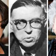 Nobelpristagarna Herta Müller, Jean Paul Sartre och Alice Munro.