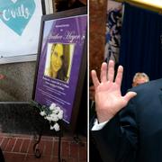 Amerikaner hedrar minnet av mördade Heather Heyer. Donald Trump vid gårdagens presskonferens.