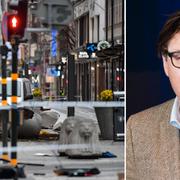 Drottninggatan efter dådet / Jan Helin.