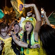 Bolsonaros supportrar i Barra da Tijuca. 