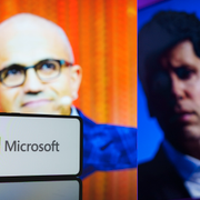 Microsofts vd Satya Nadella och Open AI:s vd Sam Altman.