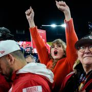 Taylor Swift under förra helgens match mellan Kansas City Chiefs och Baltimore Ravens.