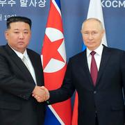 Kim Jong-Un och Putin under deras senaste möte i september 2023. 