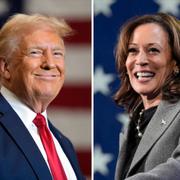 Republikanernas presidentkandidat Donald Trump och Demokraternas Kamala Harris. 