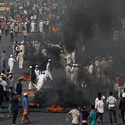 Anhängare till Hefazat-e-Islam protesterar i Dhaka, Bangladesh.