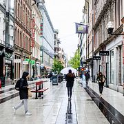 Regn i centrala Stockholm. Illustrationsbild.