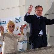 Recep Tayyip Erdogan och hans fru Emine Erdogan. 