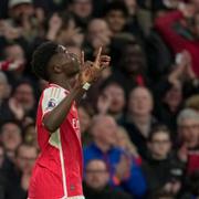 Bukayo Saka firar sitt mål. 