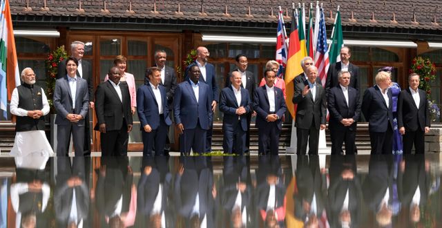 G7-ledarna på plats i Tyskland. Markus Schreiber / AP