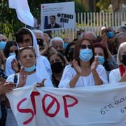 Protester i huvudstaden Nicosia.