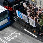 Studentflak vid Slussen i Stockholm. Arkivbild.