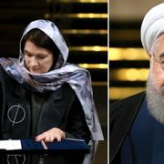 Handelsministern Ann Linde (S) och Irans president Hassan Rouhani.