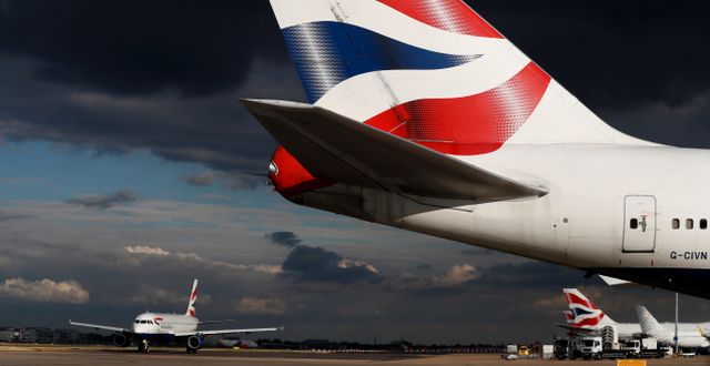 Arkivbild: British Airways-plan parkerade på Heathrows flygplats utanför London, oktober 2016.  Stefan Wermuth / TT NYHETSBYRÅN