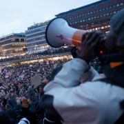 Bild från demonstrationen i Stockholm. 