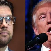 Jimmie Åkesson (t v), Donald Trump (t h).