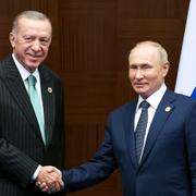 Vladimir Putin och Recep Tayyip Erdogan på ett möte i oktober 2022. 