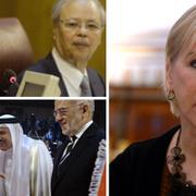 Arabförbundets nuvarande ordförande Mauritaniens utrikesminister Fatma Vall Mint Soueinae (längst upp till vänster).