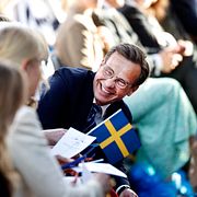 Statsminister Ulf Kristersson vid firandet av nationaldagen på Skansen.