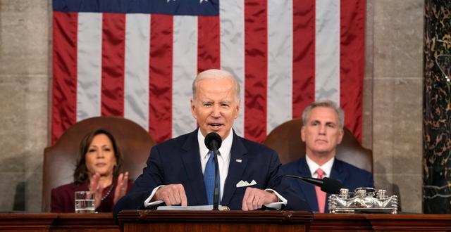 President Joe Biden under ett tal i kongressen i februari. Jacquelyn Martin / AP