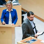 Socialdemokraternas partiledare Magdalena Andersson och Sverigedemokraternas partiledare Jimmie Åkesson.