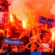 Djurgårdens supportrar med bengaler under matchen mot Malmö FF.