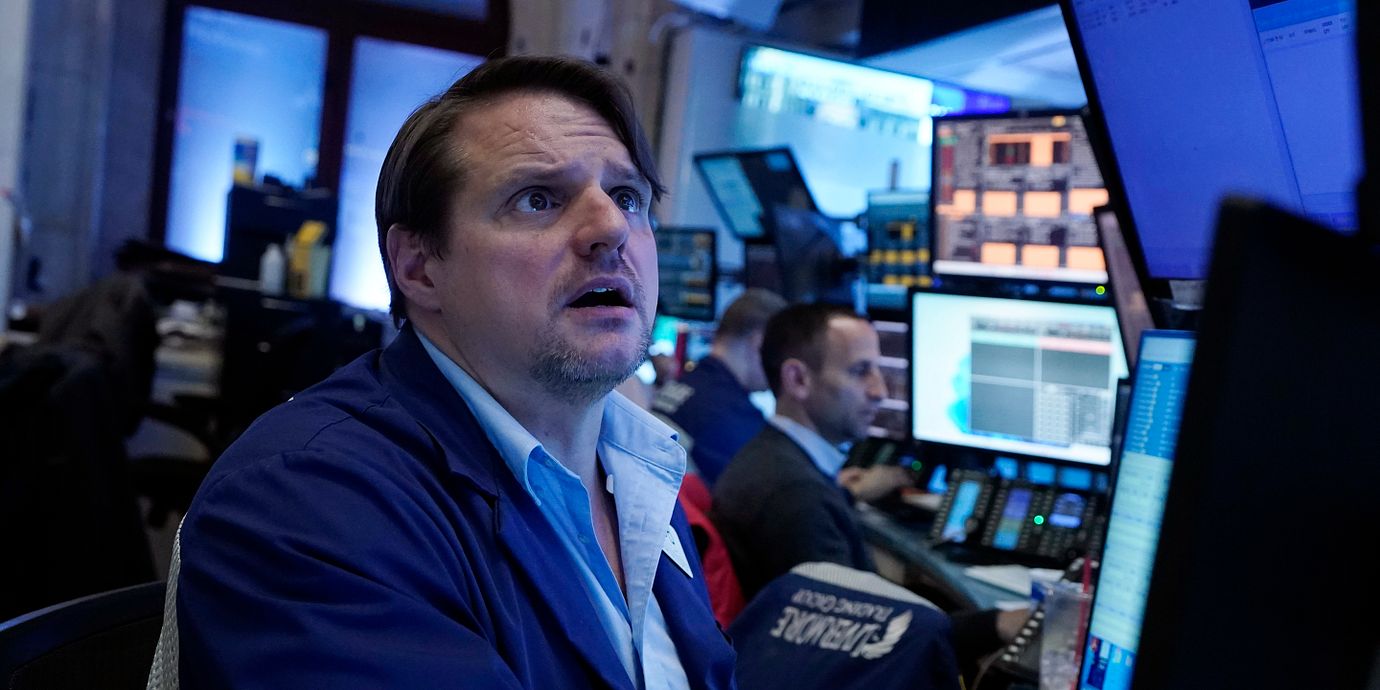 Tradern Michael Milano på New York Stock Exchange. Arkivbild.