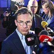 Ulf Kristersson (M) under valnatten.