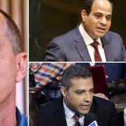 Peter Greste, Abd al-Fattah al-Sisi, Mohammed Fahmy tillsammans med advokaten Amal Clooney